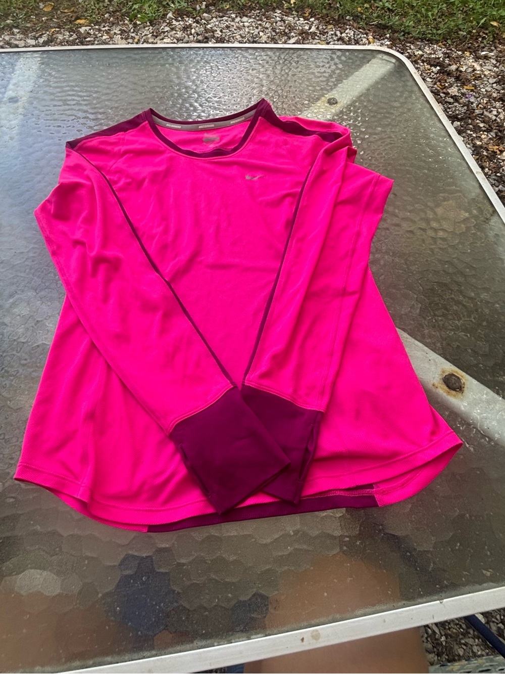 Nike Women's Long-Sleeve Performance Top - Hot Pink with Dark Magenta Trim